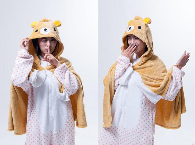 Animal Kigurumi Rilakkuma Cosplay Costume Hoodie Cloak Shawl - Pajamasbuy