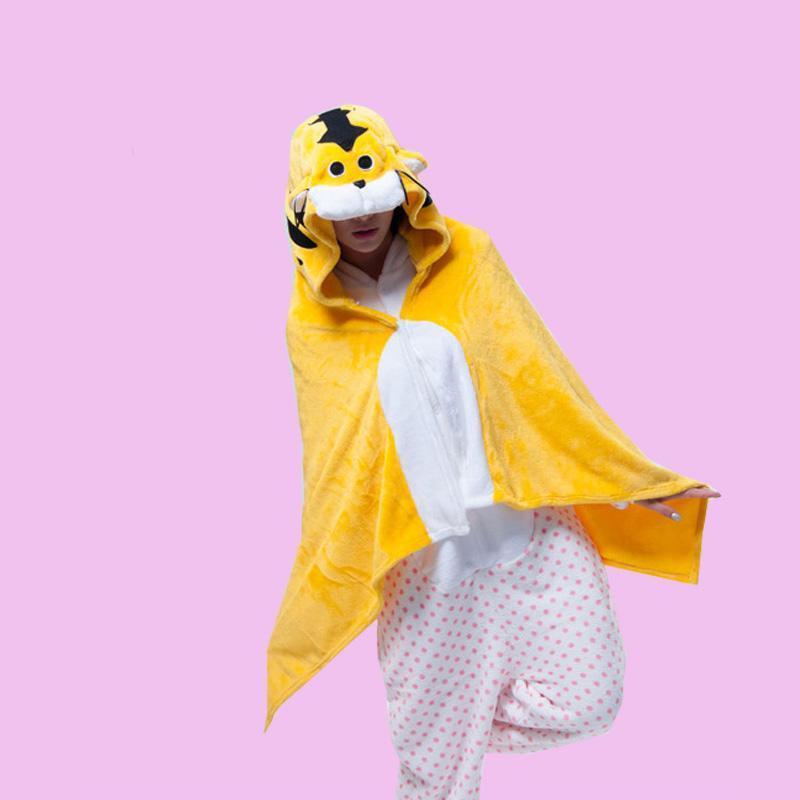 BuyAnimal Kigurumi Yellow Tiger Cosplay Costume Cloak Shawl Now Cheaper With 3 - 5 Days Ship - PajamasBuy