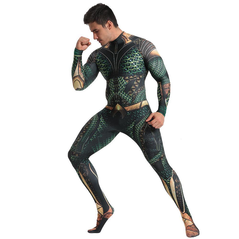 Aquaman Arthur Cosplay Zentai Jumpsuit Halloween Fancy Cosplay Costume - Pajamasbuy