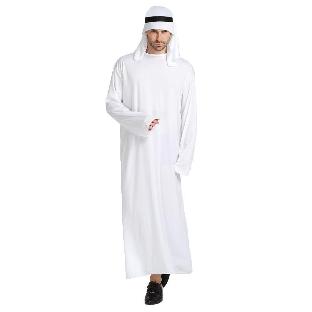 Arab sheik Prince masquerade male pure white Middle East Dubai clothes - Pajamasbuy