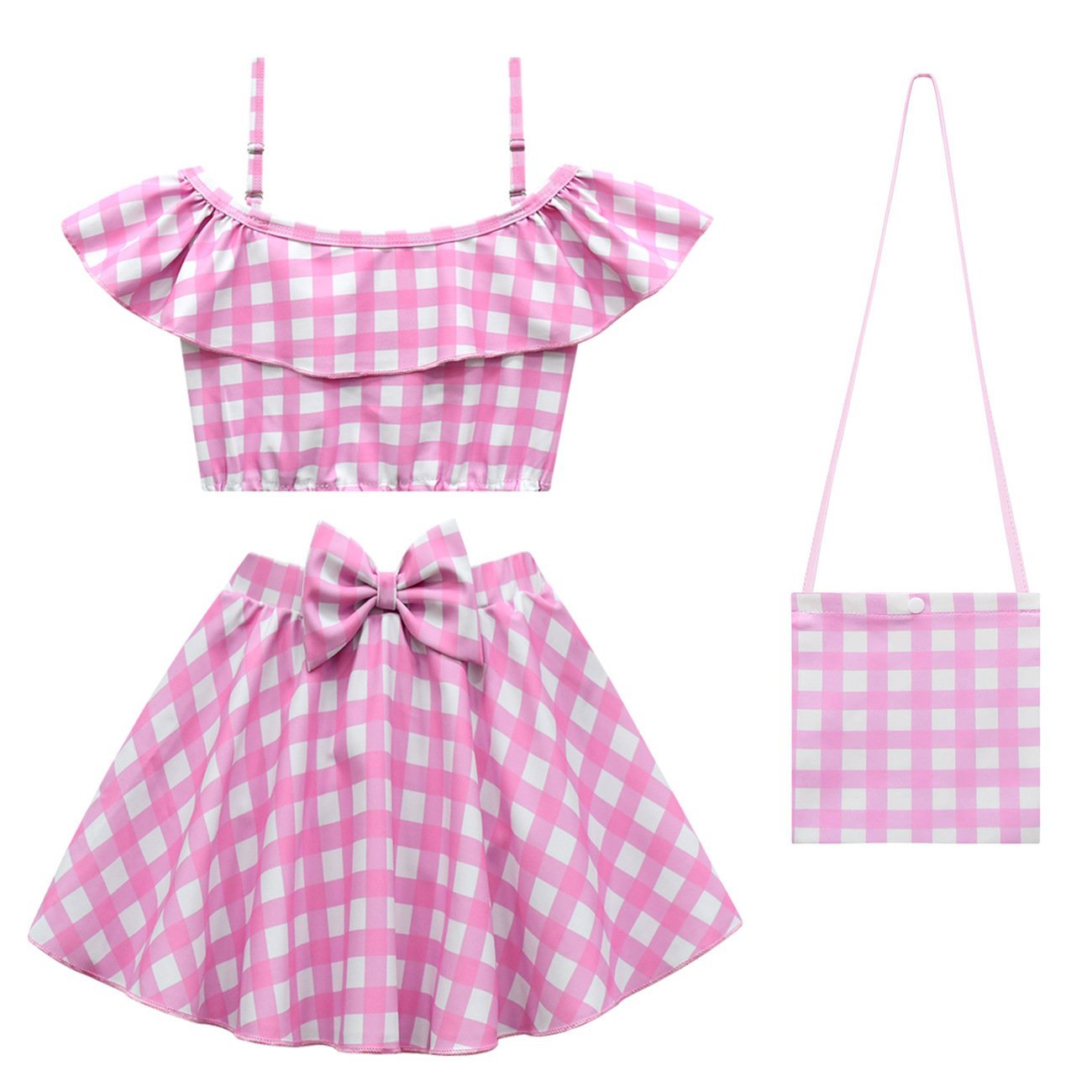 BuyBarbie Movie Margot Robbie Barbie Plaid Kids Swimsuit Outfits Cosplay Costume Now Cheaper With 3 - 5 Days Ship - PajamasBuy