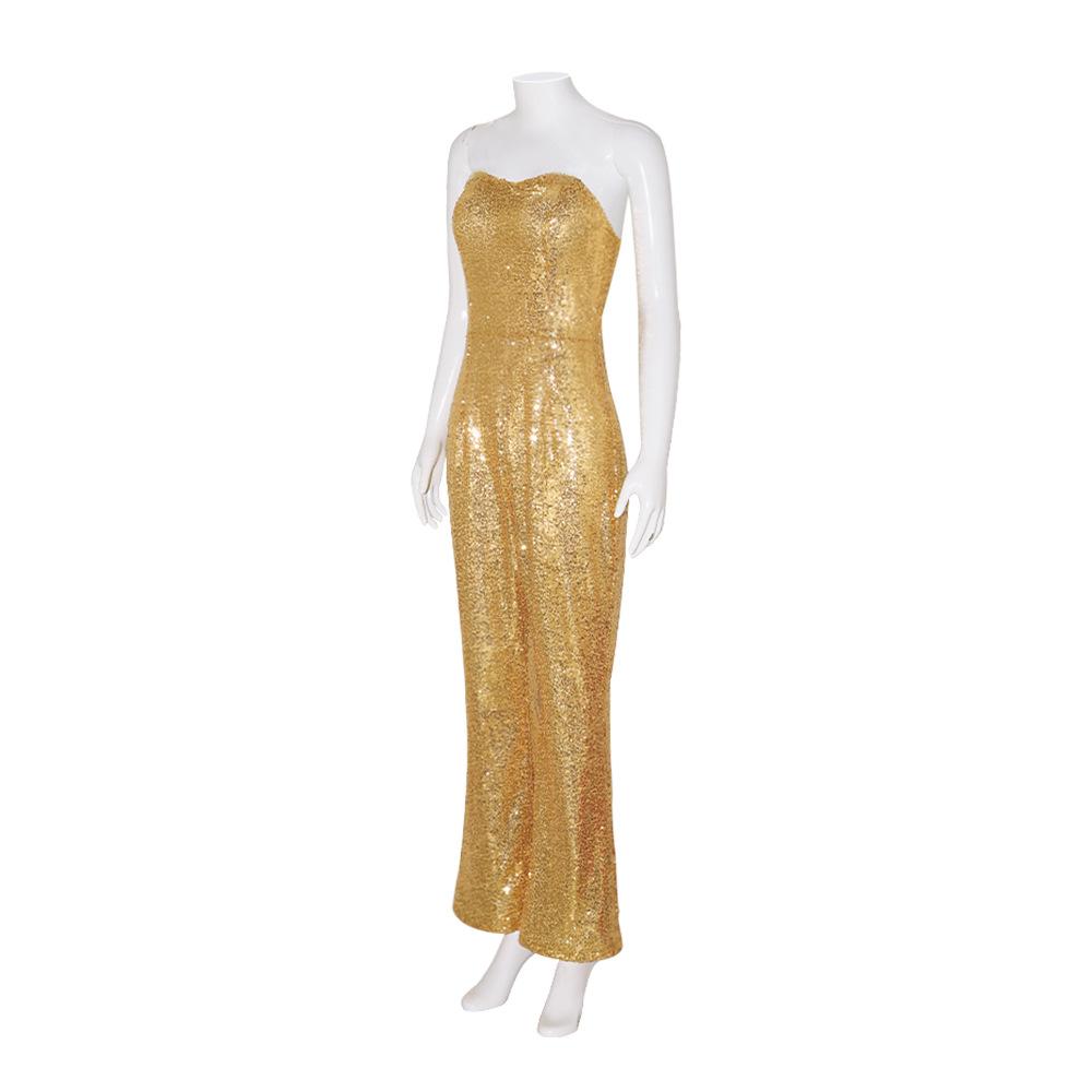 BuyBarbie Movie Margot Robbie Gold Disco Jumpsuits Cosplay Costume Halloween Carnival Suit Now Cheaper With 3 - 5 Days Ship - PajamasBuy