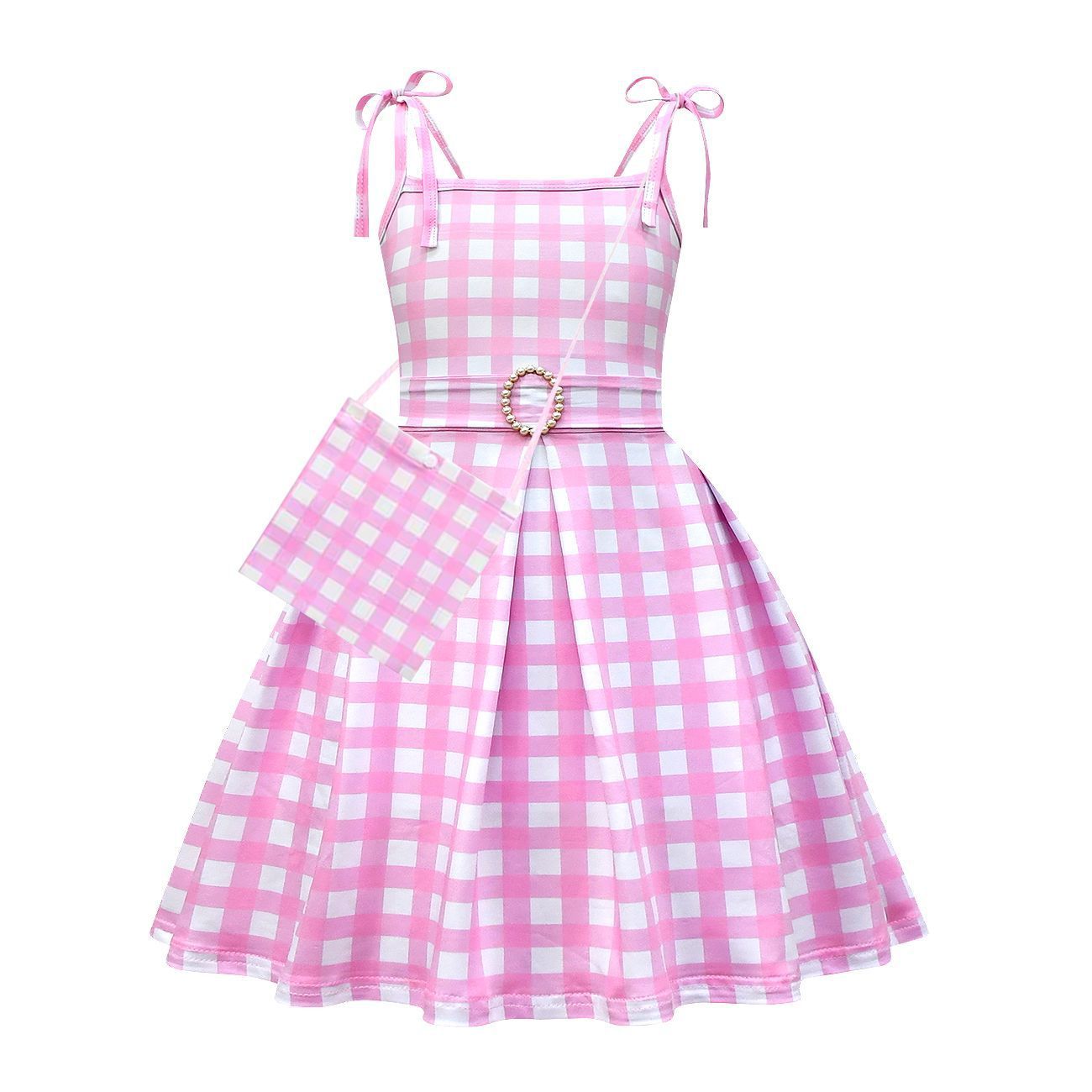 BuyBarbie Movie Margot Tie Bow Dress Halloween Outfits Cosplay Costume Kids Now Cheaper With 3 - 5 Days Ship - PajamasBuy