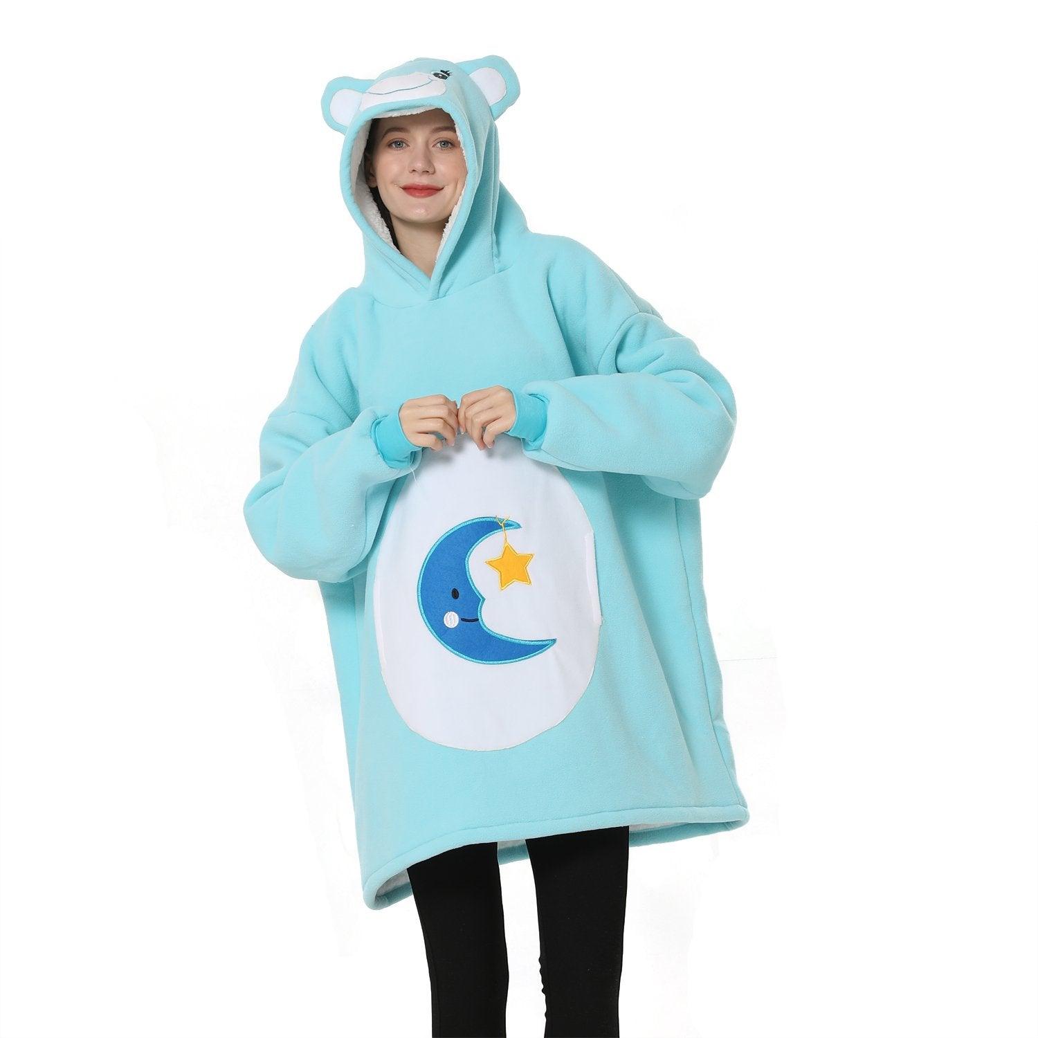 Bed Time Care Bear Animal Keep Warm Hoodie Wearable Costume Cartoon Lazy TV Blanket - Pajamasbuy