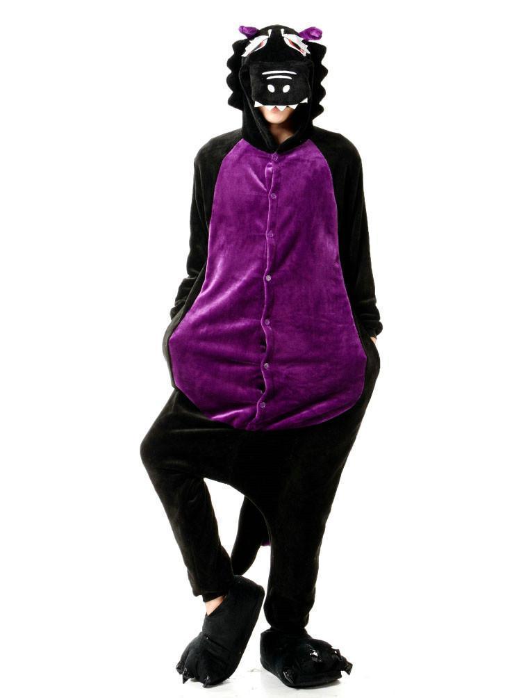 Black Dragon Adult Animal Kigurumi Oneises Costume Pajamas - Pajamasbuy