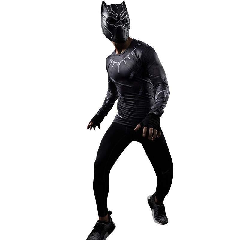 Black Panther Superhero Sport Men T-shirts Long Sleeve Tee - Pajamasbuy