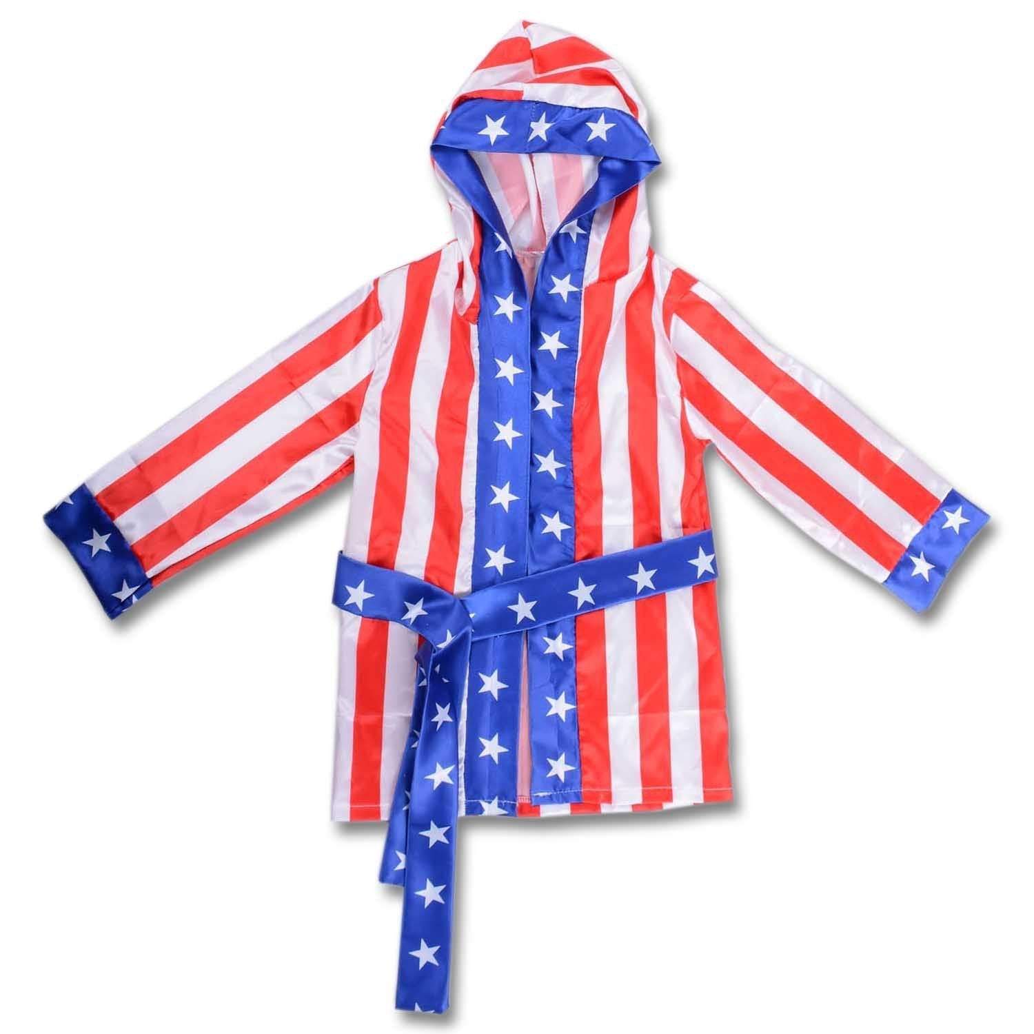 BuyBoxer Cosplay Costume Rocky Balboa Suit Uniform American Star Stripes Robe Italian Boxing Outfit Set for Kids Now Cheaper With 3 - 5 Days Ship - PajamasBuy