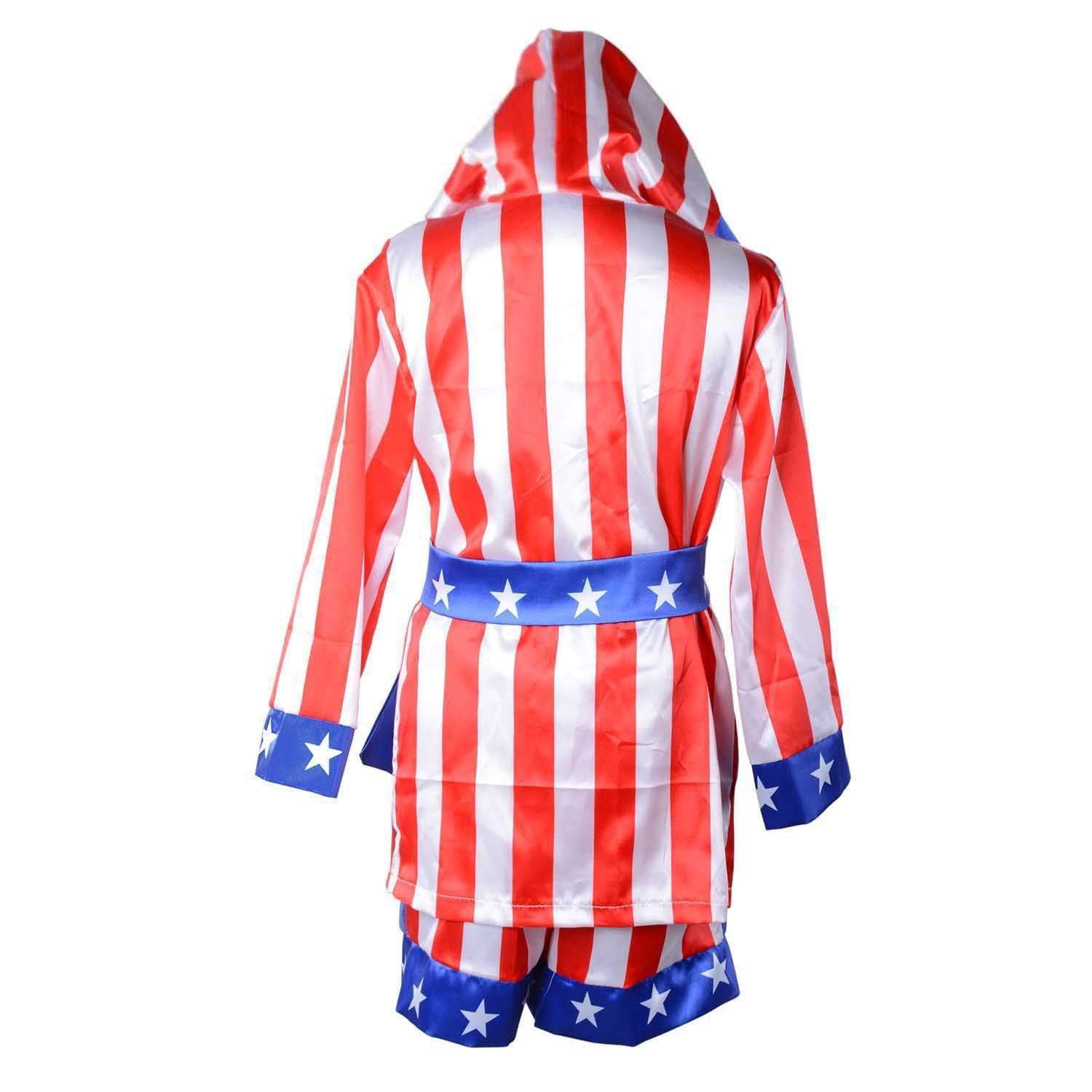 BuyBoxer Cosplay Costume Rocky Balboa Suit Uniform American Star Stripes Robe Italian Boxing Outfit Set for Kids Now Cheaper With 3 - 5 Days Ship - PajamasBuy