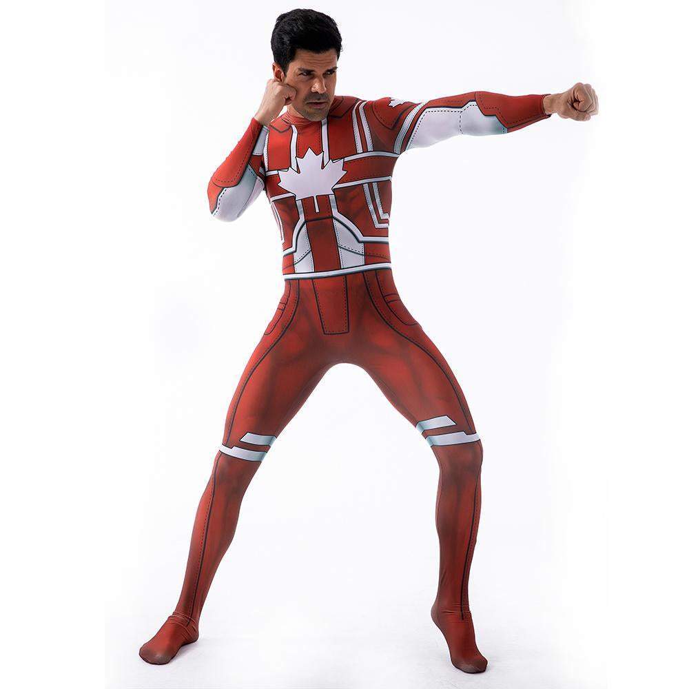 BuyCaptain Canuck Cosplay Costumes Jumpsuit Superhero Halloween Tights Zentai For Adult Kids Now Cheaper With 3 - 5 Days Ship - PajamasBuy