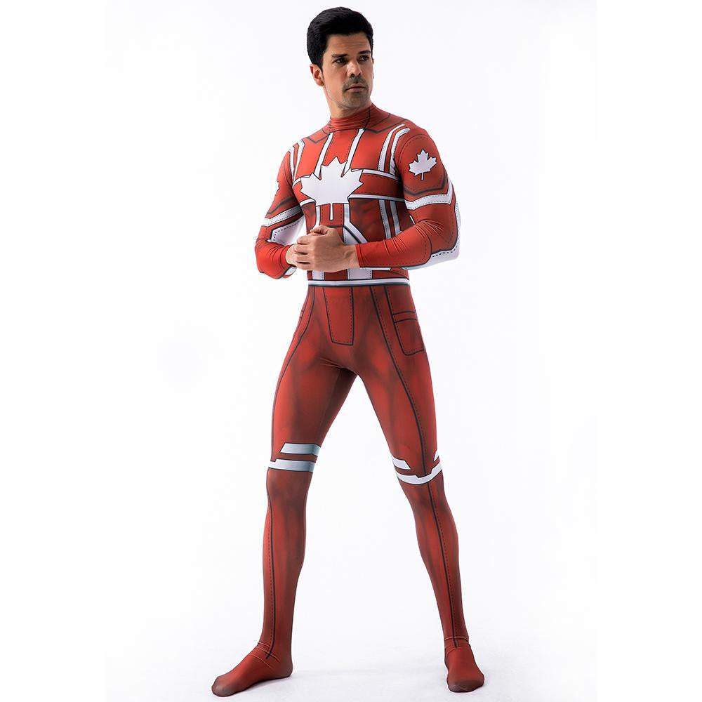 BuyCaptain Canuck Cosplay Costumes Jumpsuit Superhero Halloween Tights Zentai For Adult Kids Now Cheaper With 3 - 5 Days Ship - PajamasBuy