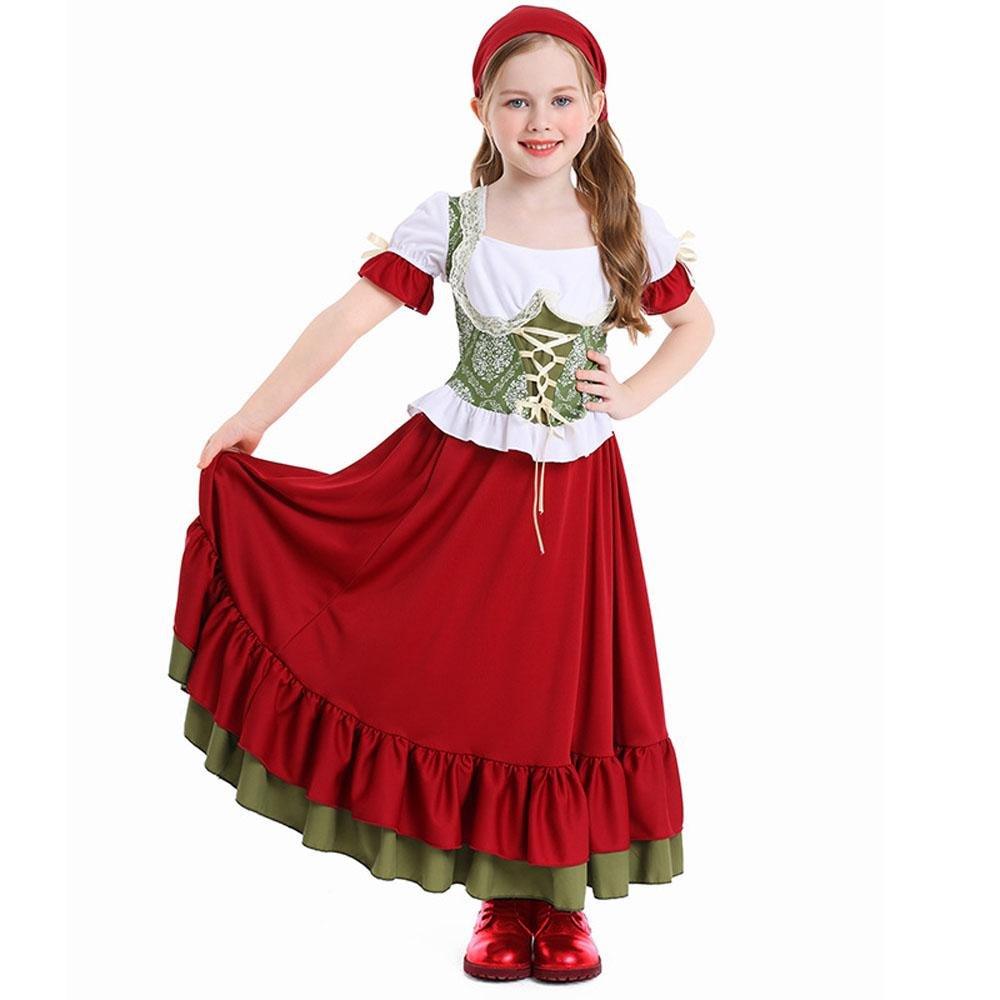 Children's Farm Oktoberfest Halloween Costume Wine Red Dance Skirt Outfit - Pajamasbuy