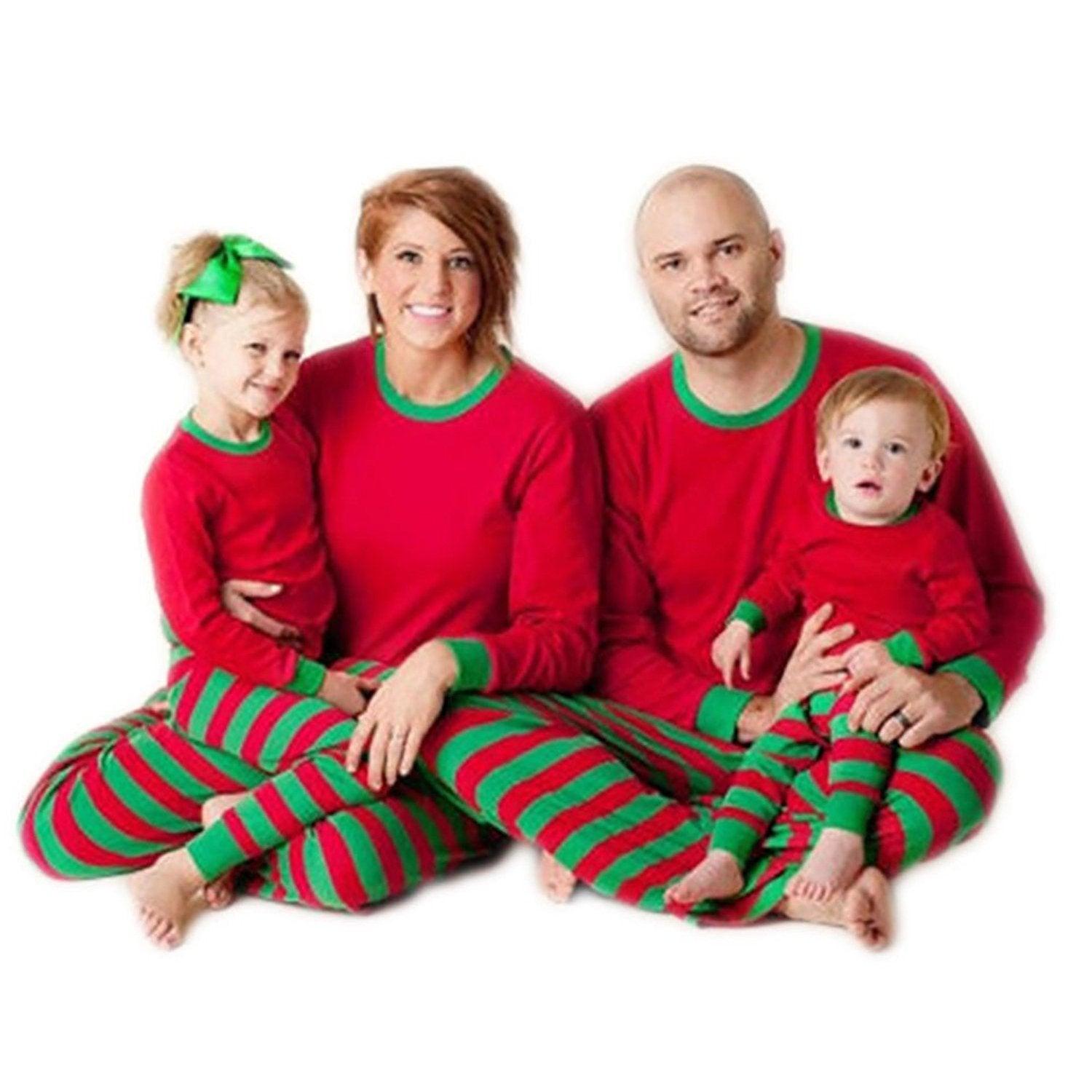 Christmas Family Pajamas Set Stripes Sleepwear Santa Nightwear 2020 - Pajamasbuy