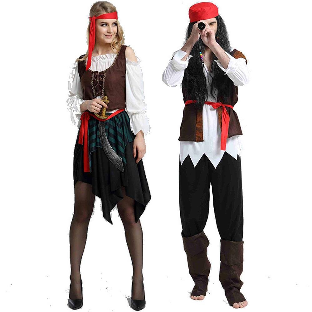 BuyCouples Pirate Outfit Cosplay Costume Fancy Dress Halloween For Adult Now Cheaper With 3 - 5 Days Ship - PajamasBuy