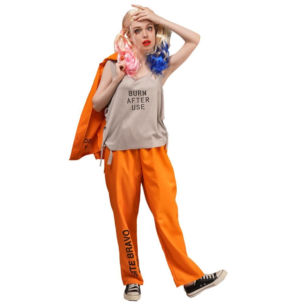 BuyEscaped Prisoner Costume Cosplay Party Jumpsuit Uniform Suit Halloween For Men Women Now Cheaper With 3 - 5 Days Ship - PajamasBuy