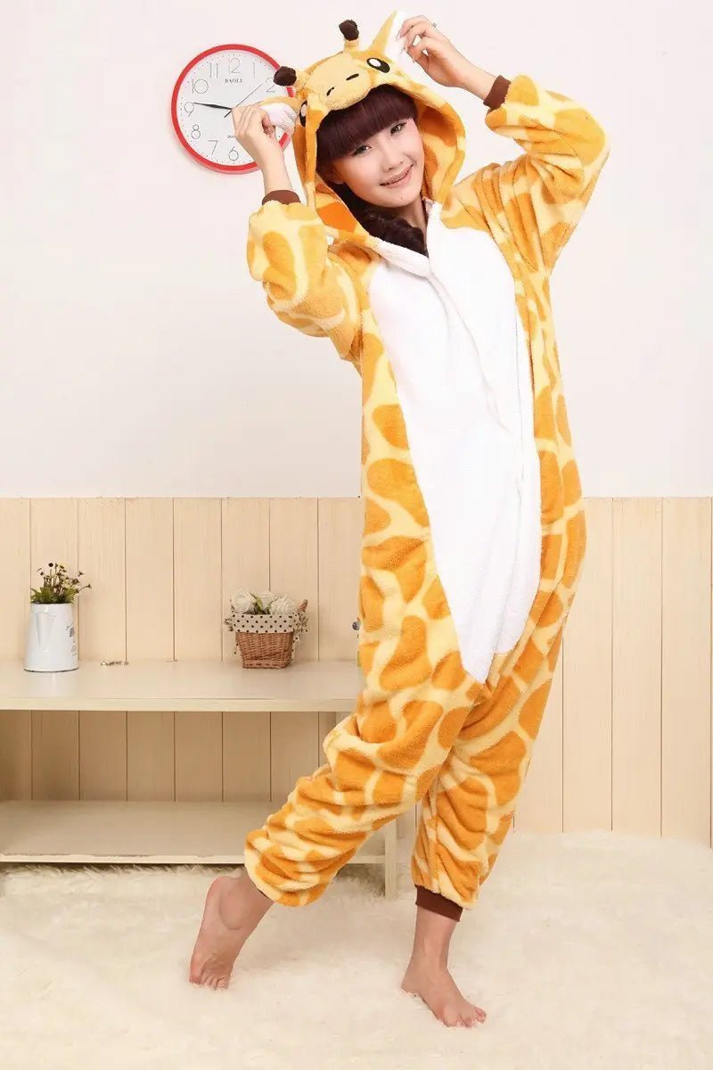 BuyGiraffe Onesie Hoodie Pajamas Fleece Animal Costume Kigurumi Now Cheaper With 3 - 5 Days Ship - PajamasBuy