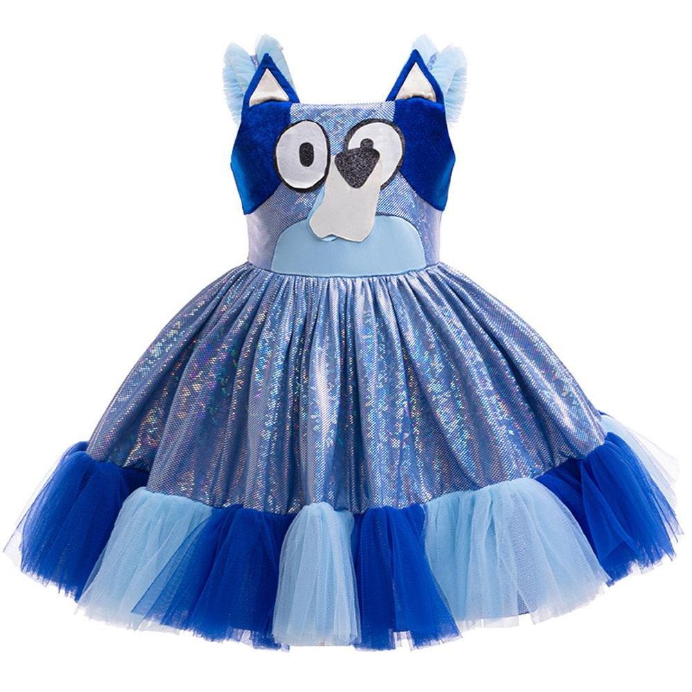 Girls' Bluey Princess Dress Costume Cartoon Print Cosplay Tutu for Kids - Pajamasbuy