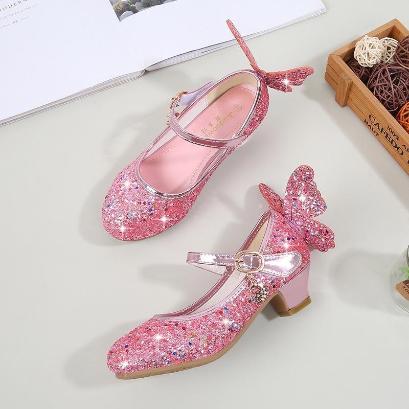 BuyGirls Glitter Butterfly Mary Jane Flats With Mini Heels Dress Shoes Now Cheaper With 3 - 5 Days Ship - PajamasBuy