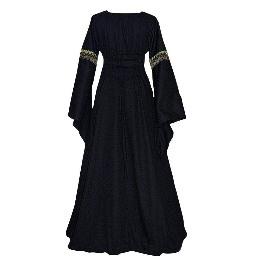 Gothic retro women's Medieval Court Costume Robe large size trumpet sleeve long dress - Pajamasbuy