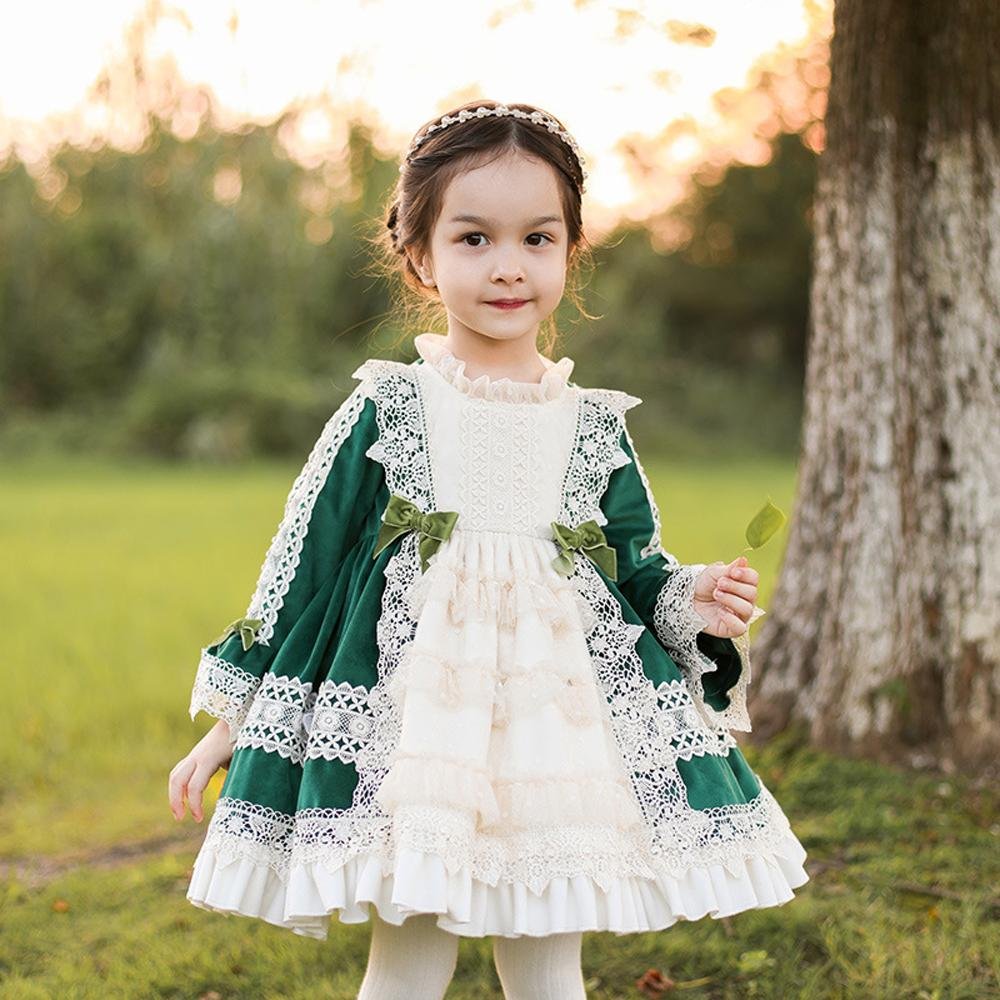 BuyGreen Girls Lolita Dress Children's Princess Dresses Velvet Tutu Skirts Costumes Party Now Cheaper With 3 - 5 Days Ship - PajamasBuy