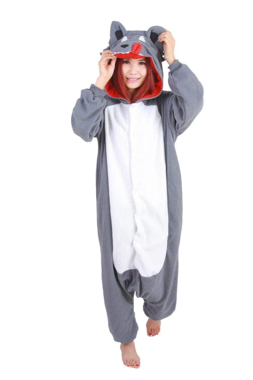 Grey Wolf Kigurumi Animal Onesie Costume Hoodie Pajamas - Pajamasbuy