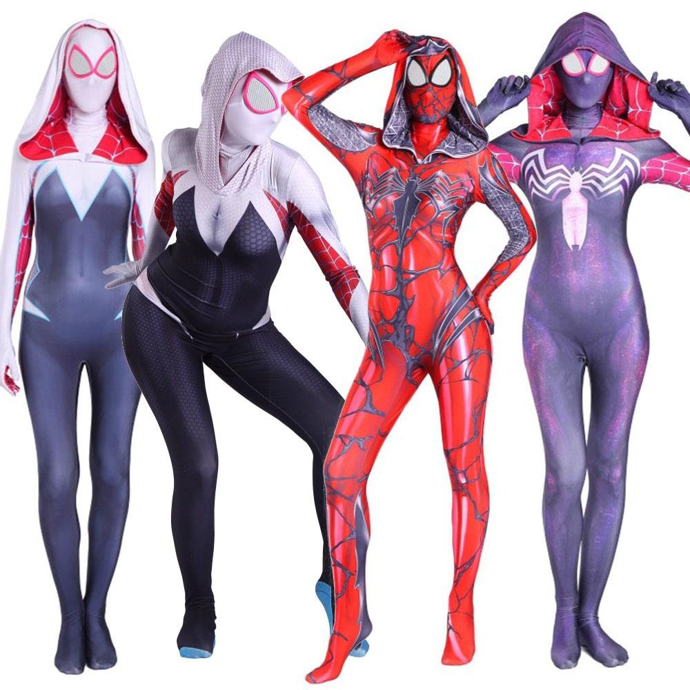 BuyGwen Stacy Spider - man Costume Costume Zentai Jumpsuit Bodysuit Adult Kids Now Cheaper With 3 - 5 Days Ship - PajamasBuy