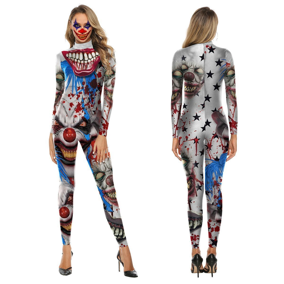 BuyHalloween Adult Street Show Clown Cosplay Costume Polyester Bodysuit Now Cheaper With 3 - 5 Days Ship - PajamasBuy