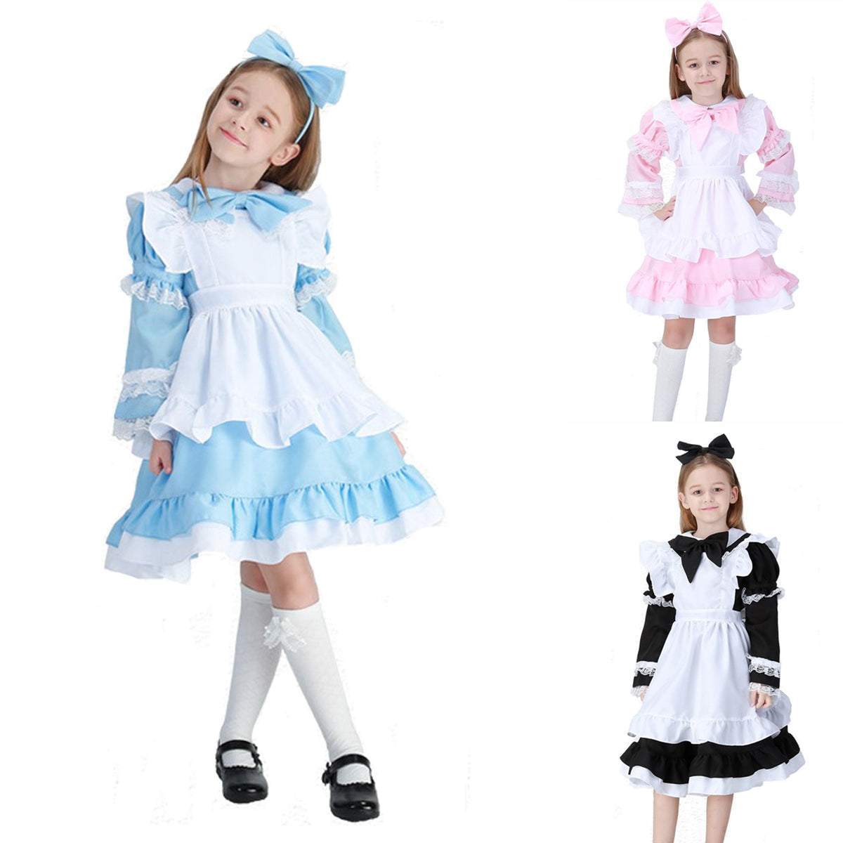 BuyHalloween Alice Dress Girl's Princess Costume Maid Dress for kids Now Cheaper With 3 - 5 Days Ship - PajamasBuy