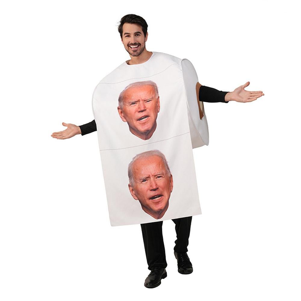 BuyHalloween Couple's Parody Toilet Paper Coat Trump Biden Heart Print Costume Now Cheaper With 3 - 5 Days Ship - PajamasBuy