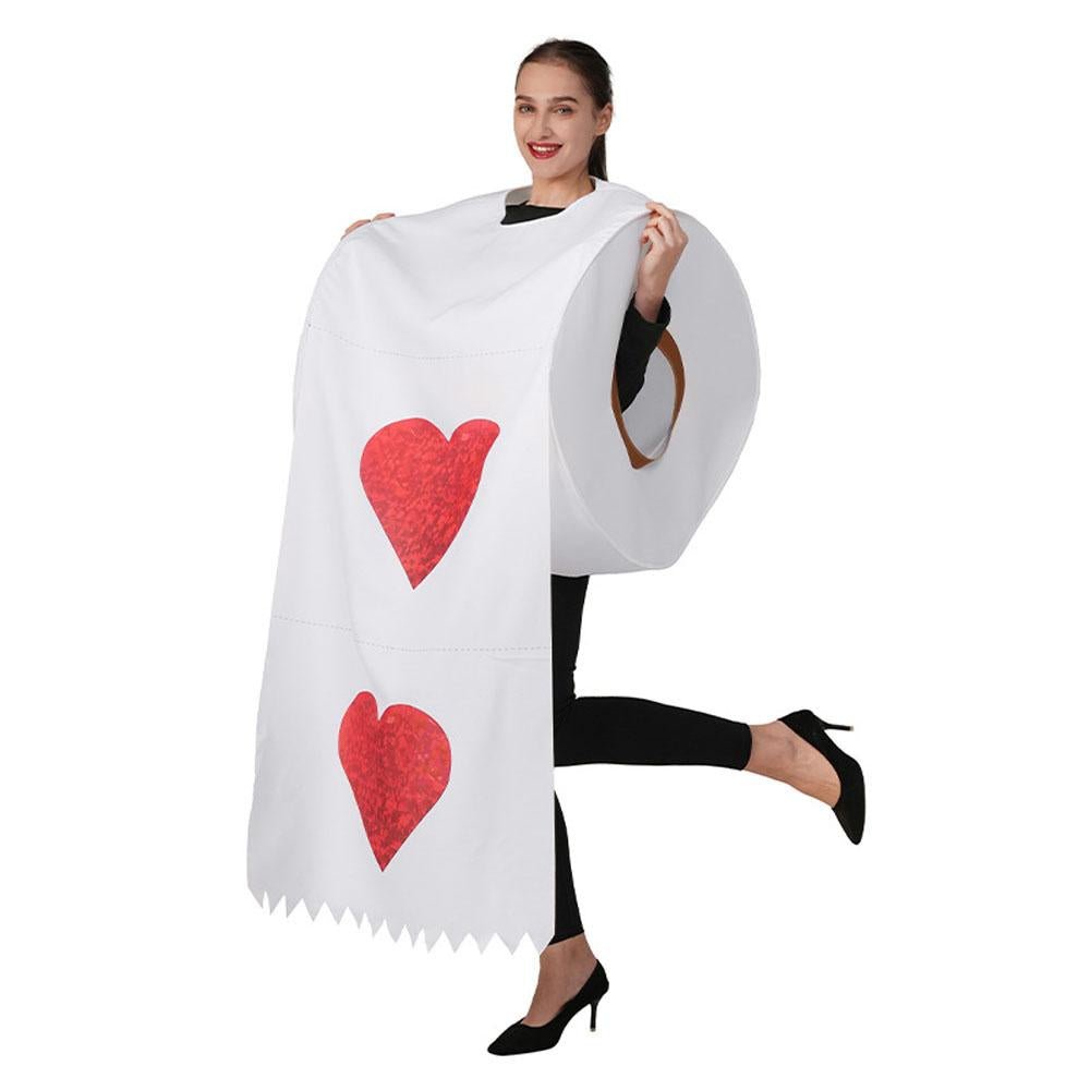 BuyHalloween Couple's Parody Toilet Paper Coat Trump Biden Heart Print Costume Now Cheaper With 3 - 5 Days Ship - PajamasBuy