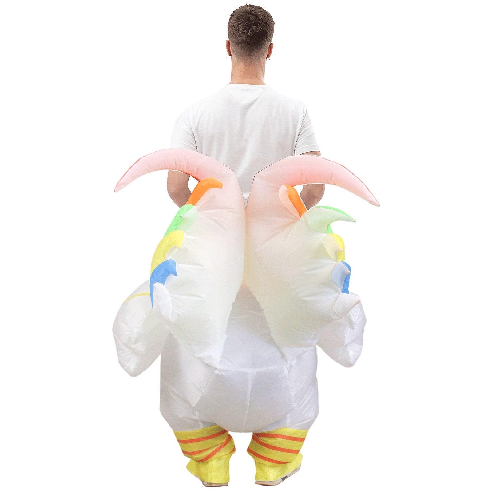 Hilarious Inflatable Red and White Rooster Costume Adult Halloween Party Mascot Outfit - Pajamasbuy