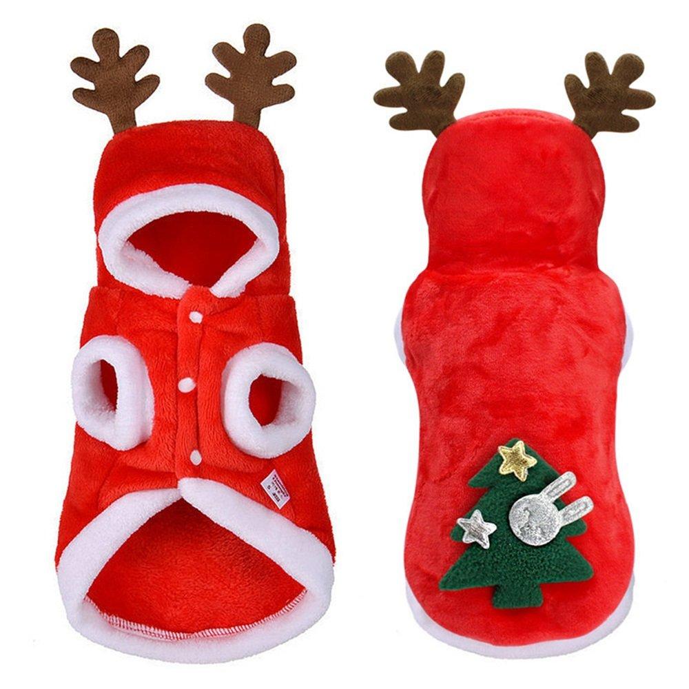 Pet Dog Christmas Dress Up Flannel Elk Print Costume