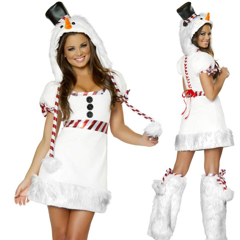 White Snowman Costume Woman Dress Halloween Christmas Party Wear