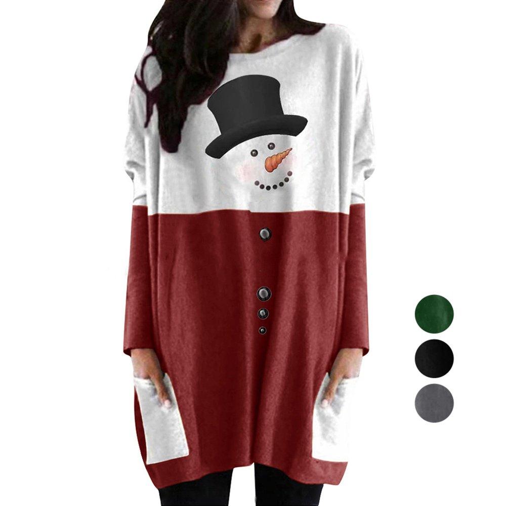 Women's Christmas Skirt Snowman Printed Long Sleeve Dress