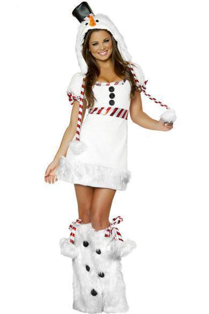 White Snowman Costume Woman Dress Halloween Christmas Party Wear