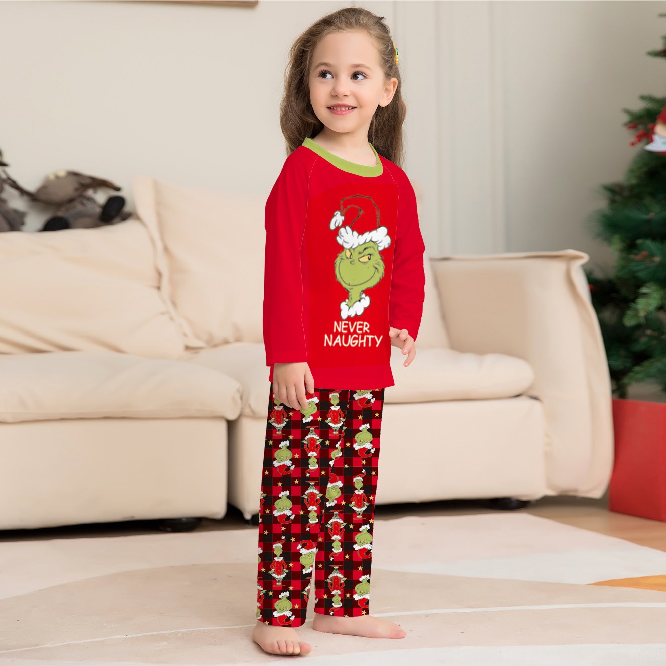 Grinch Letter Christmas Family Couples Matching Pajamas Party Sets