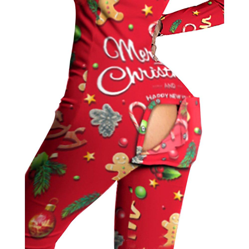 Christmas Costumes Features Printed Long-sleeved Jumpsuit Women