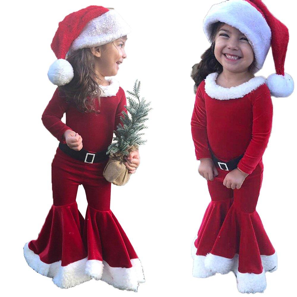 Christmas Costume Kids' Long Sleeve Top Bell Bottoms Trousers Suit