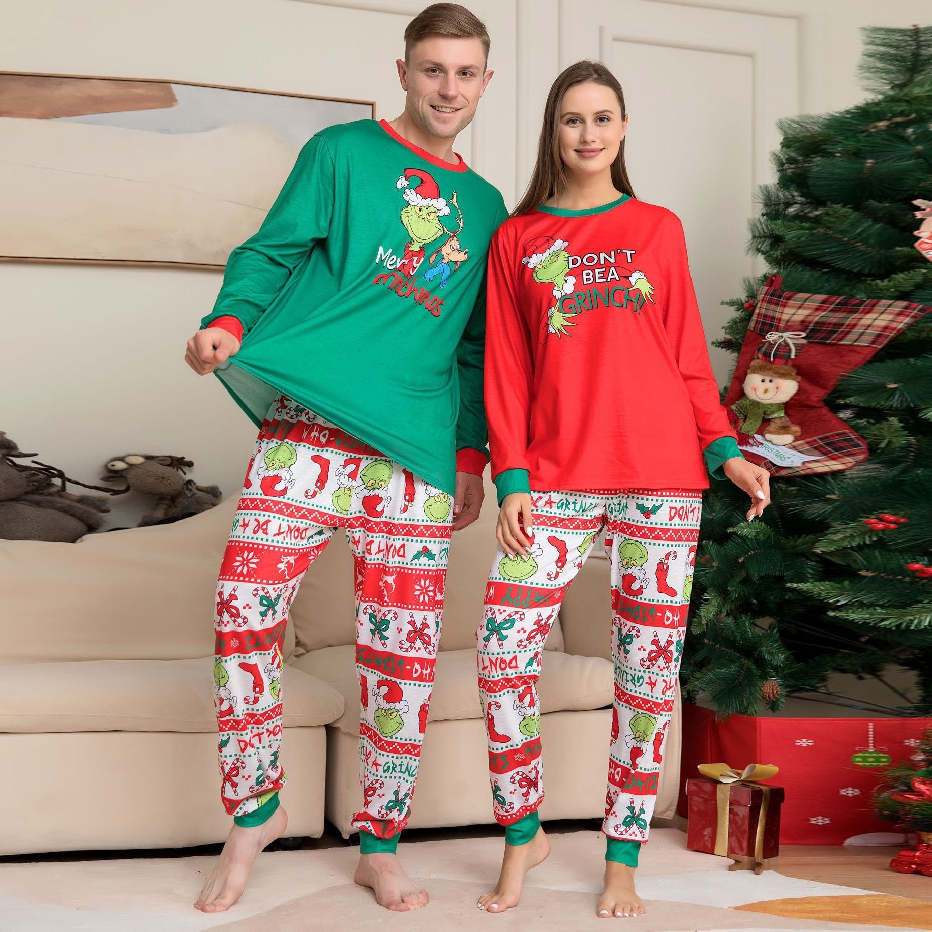 Christmas Monster Animation Family Couples Matching Pajamas Party Sets