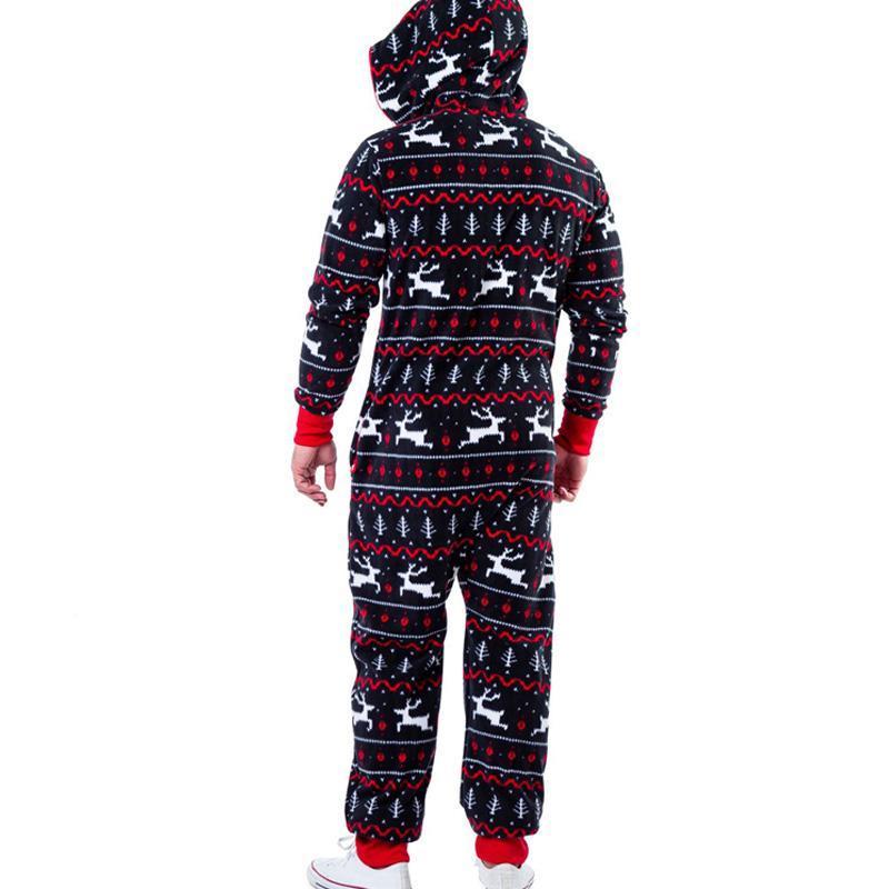 Christmas Pajamas Jumpsuit Humping Reindeer Elk Balls Hoodie for Men