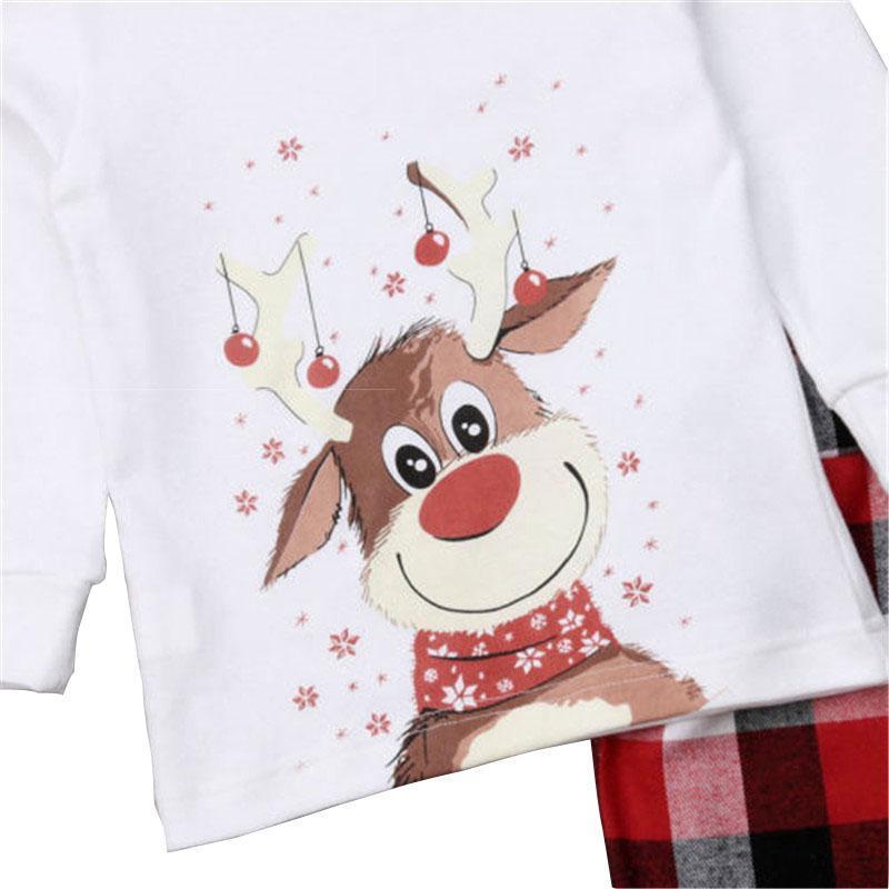 Family Matching Senta Elk Printed Long Sleeve Christmas Pajamas Set