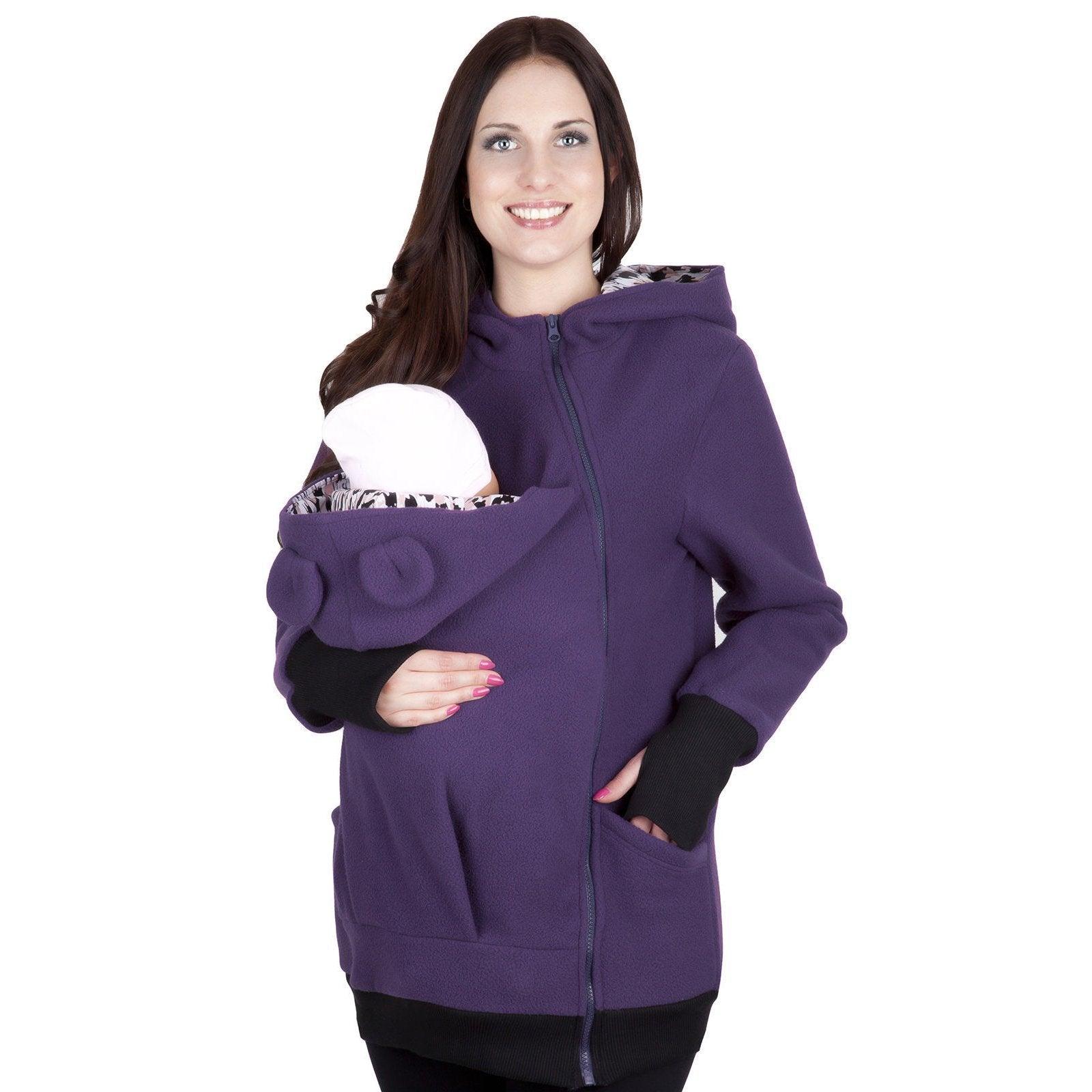 Kangaroo Baby Wear Warm Zipper Long Coat Jacket Hoodie for Mom - Pajamasbuy