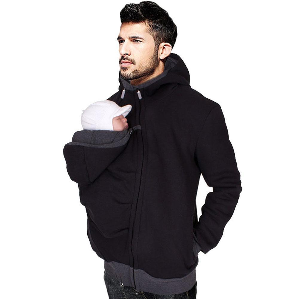 BuyKangaroo Men Dad Baby Carrier Coat Hoodie Jacket Hooded Sweater Now Cheaper With 3 - 5 Days Ship - PajamasBuy