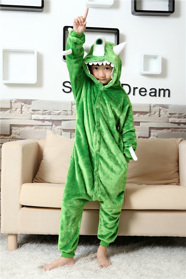 BuyKid Monster Inc Mike Wazowski Kigurumi Pajamas costume Onesie Now Cheaper With 3 - 5 Days Ship - PajamasBuy