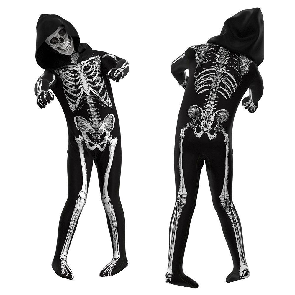 Kids Horror Skull Zentai Jumpsuit Halloween Carnival Cosplay Costumes - Pajamasbuy