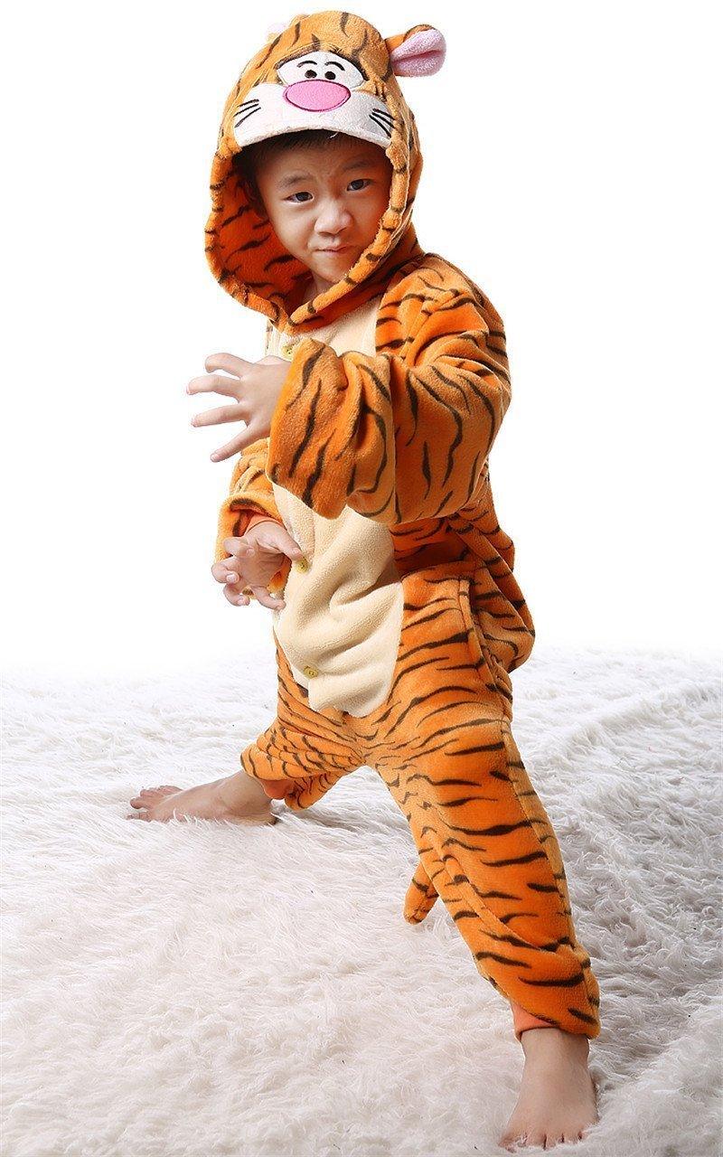 Kids Onesies Hoodie Tigger Animal Pajamas Kigurumi Costume - Pajamasbuy