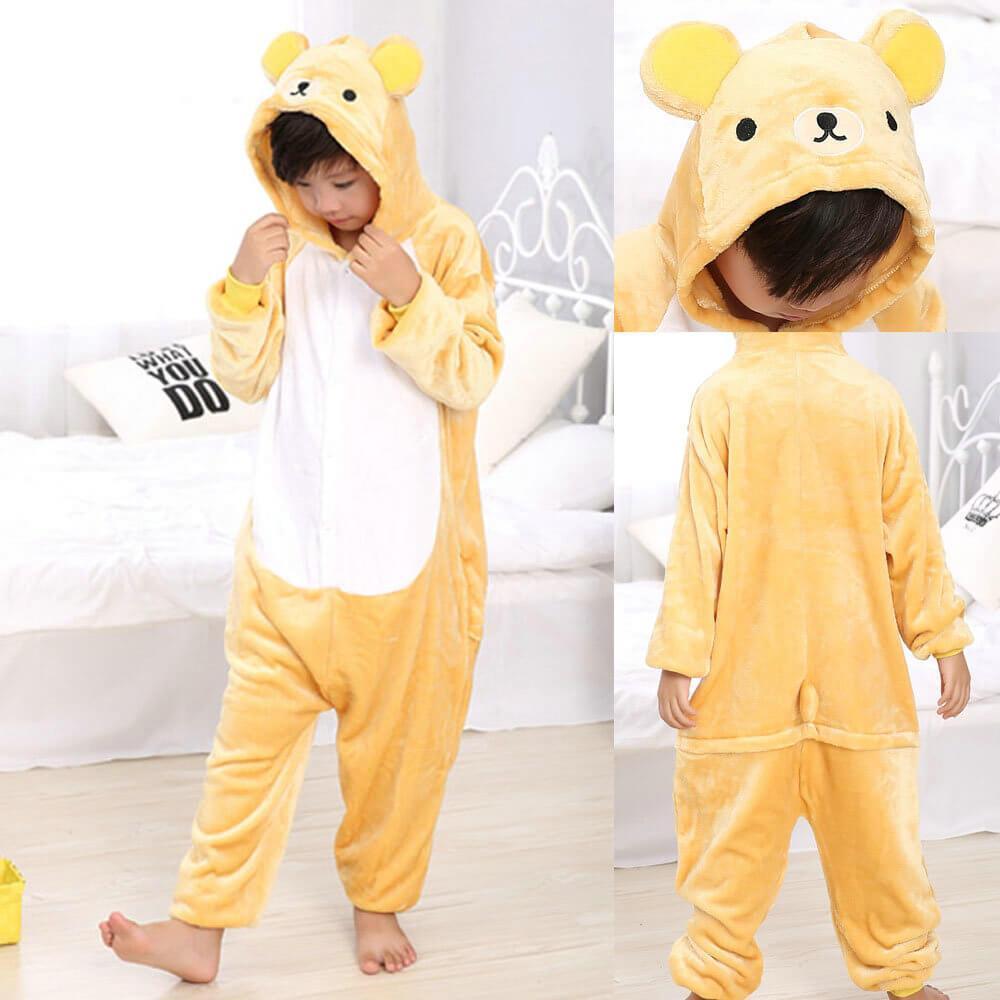 Kids Onesies Rilakkuma Bear Pajamas Animal Costume Kigurumi - Pajamasbuy