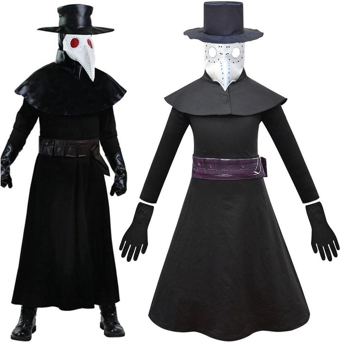 Kids Plague Doctor Cosplay Costume Long Robe Cape Outfits Steampunk Plague Doctor Cosplay Dress - Pajamasbuy