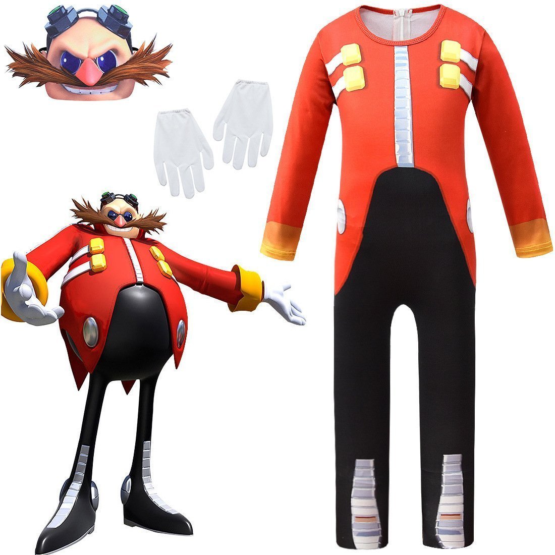 BuyKids Sonic The Hedgehog Dr. Eggman Cosplay Zentai Suit Costume Child Jumpsuit Bodysuit Outfits Now Cheaper With 3 - 5 Days Ship - PajamasBuy