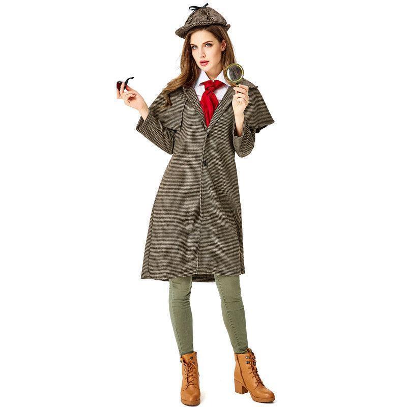 Lady Sherlock Holmes Cosplay Costume Halloween Coat Outfits Women - Pajamasbuy