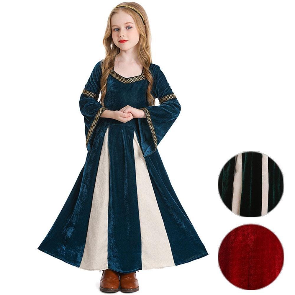 medieval fancy dress Costume Girls Children long dress with trumpet sleeves - Pajamasbuy